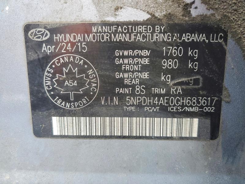 Продаж на аукціоні авто 2016 Hyundai Elantra, vin: 5NPDH4AE0GH683617, номер лоту: 79098035
