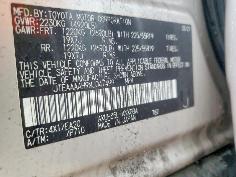 2021 Toyota Venza მანქანა იყიდება აუქციონზე, vin: JTEAAAAH9MJ047499, აუქციონის ნომერი: 48048176