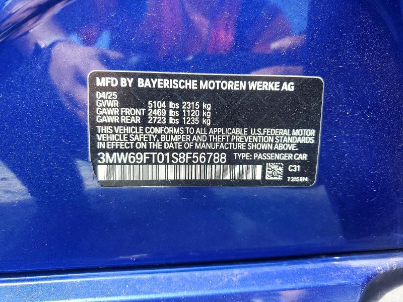 Продажа на аукционе авто 2025 Bmw M340xi, vin: 3MW69FT01S8F56788, номер лота: 46831646