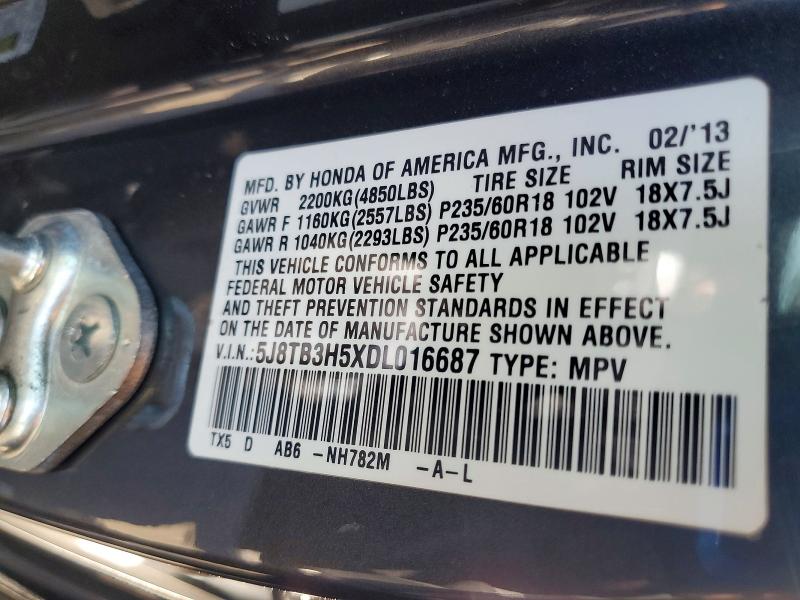 2013 Acura Rdx მანქანა იყიდება აუქციონზე, vin: 5J8TB3H5XDL016687, აუქციონის ნომერი: 46749786