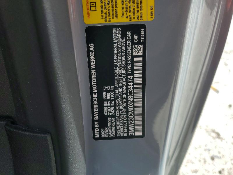 Aukcja sprzedaży 2022 Bmw 230i, vin: 3MW23CM0XN8C34474, numer aukcji: 79661855