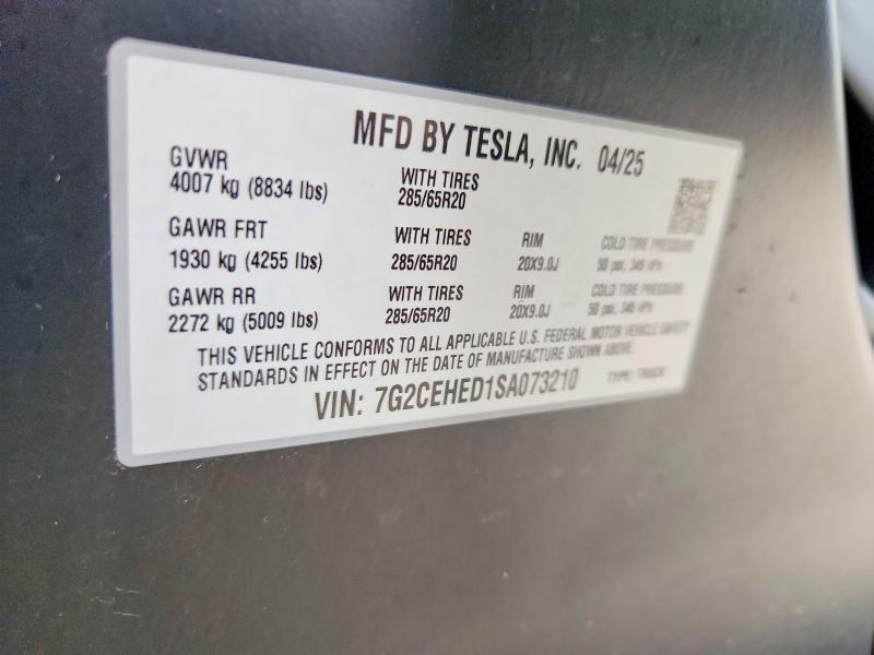 Aukcja sprzedaży 2025 Tesla Cybertruck, vin: 7G2CEHED1SA073210, numer aukcji: 79058755