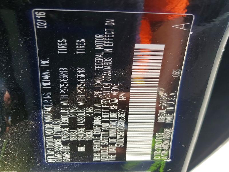 2016 Toyota Sequoia მანქანა იყიდება აუქციონზე, vin: 5TDZY5G12GS063622, აუქციონის ნომერი: 47688056