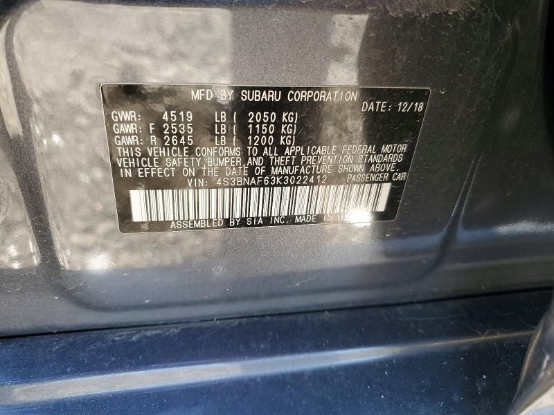 Aukcja sprzedaży 2019 Subaru Legacy, vin: 4S3BNAF63K3022412, numer aukcji: 45625906