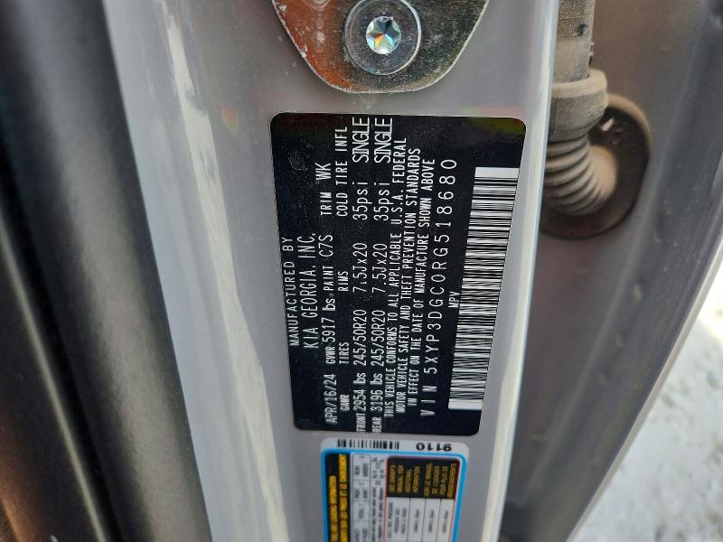 47134746 :رقم المزاد ، 5XYP3DGC0RG518680 vin ، 2024 Kia Telluride مزاد بيع