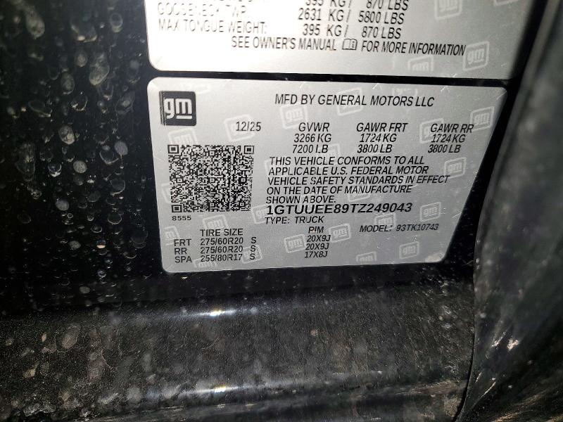 47920746 :رقم المزاد ، 1GTUUEE89TZ249043 vin ، 2026 Gmc Sierra مزاد بيع