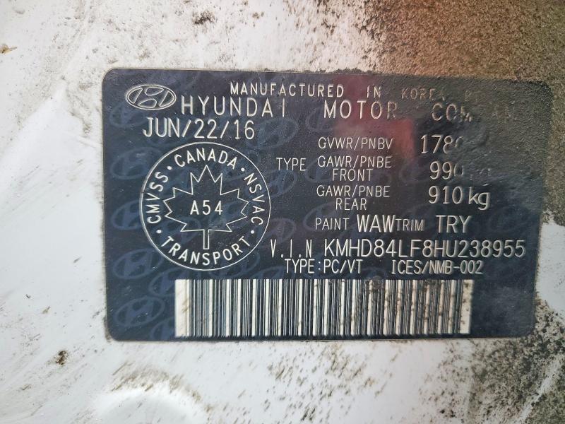 Продаж на аукціоні авто 2017 Hyundai Elantra, vin: KMHD84LF8HU238955, номер лоту: 41626266