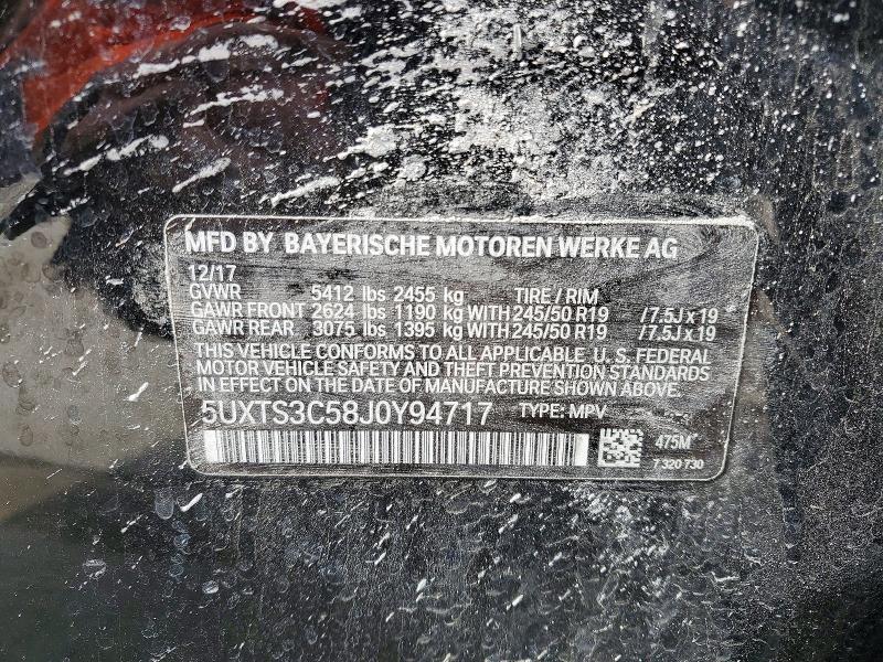 Aukcja sprzedaży 2018 Bmw X3, vin: 5UXTS3C58J0Y94717, numer aukcji: 41880756