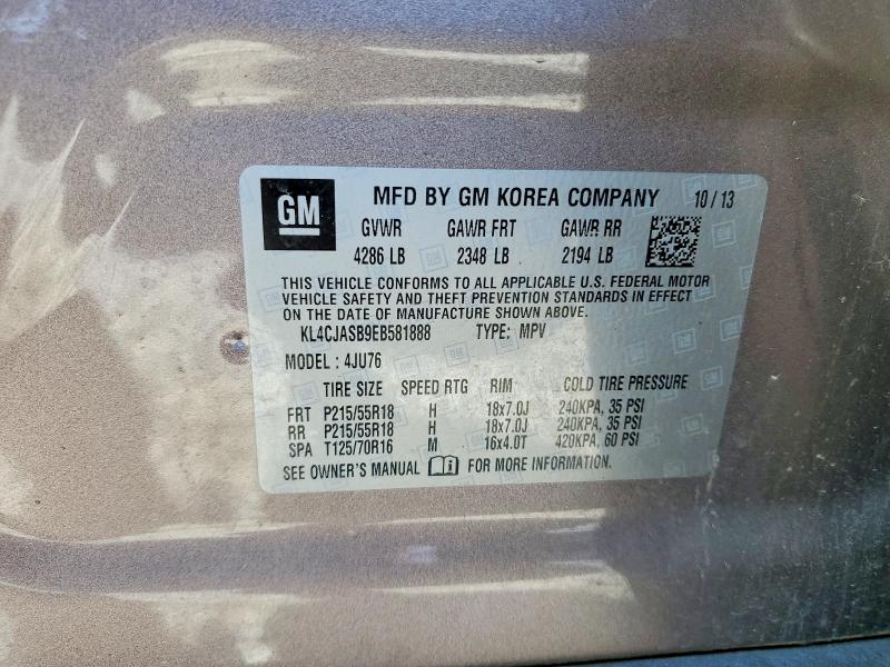79724195 :رقم المزاد ، KL4CJASB9EB581888 vin ، 2014 Buick Encore مزاد بيع