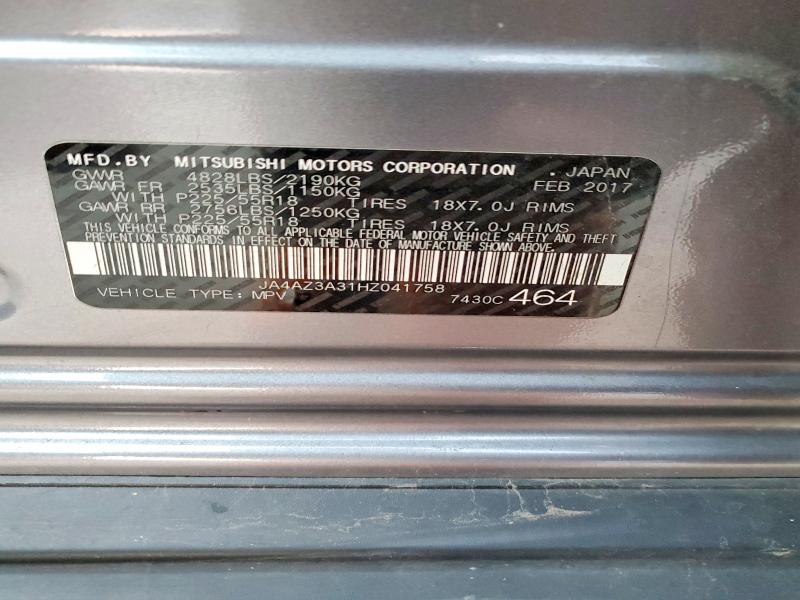 Aukcja sprzedaży 2017 Mitsubishi Outlander, vin: JA4AZ3A31HZ041758, numer aukcji: 46045126