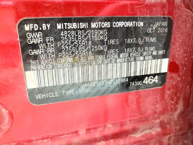 Aukcja sprzedaży 2017 Mitsubishi Outlander, vin: JA4AZ3A33HZ011984, numer aukcji: 45538586