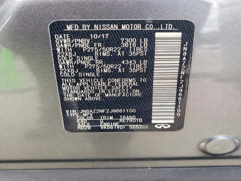 Aukcja sprzedaży 2018 Infiniti Qx80, vin: JN8AZ2NF2J9661100, numer aukcji: 79428445