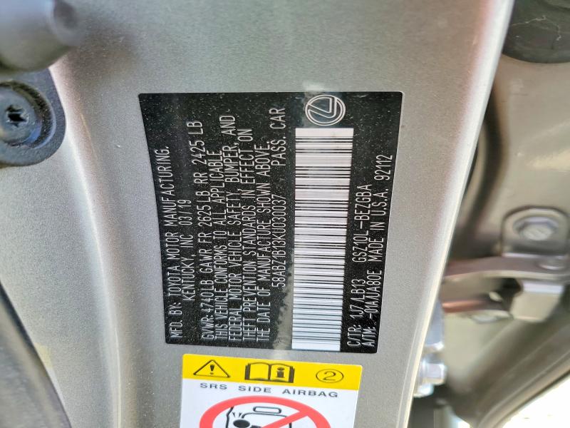 Продажа на аукционе авто 2019 Lexus Es 350, vin: 58ABZ1B13KU030037, номер лота: 47020576