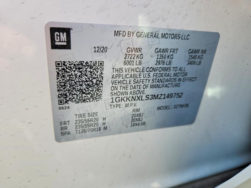 Aukcja sprzedaży 2021 Gmc Acadia, vin: 1GKKNXLS3MZ149752, numer aukcji: 47905066