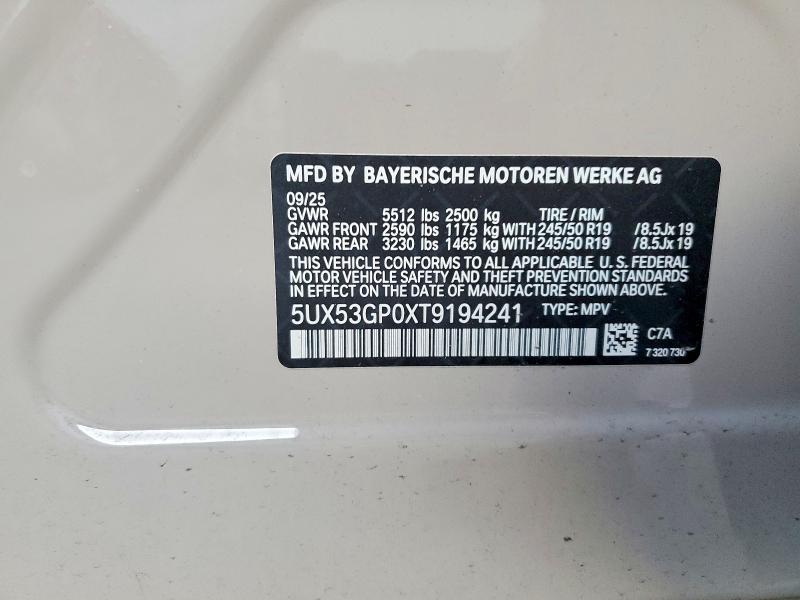 Продажа на аукционе авто 2026 Bmw X3, vin: 5UX53GP0XT9194241, номер лота: 76406595