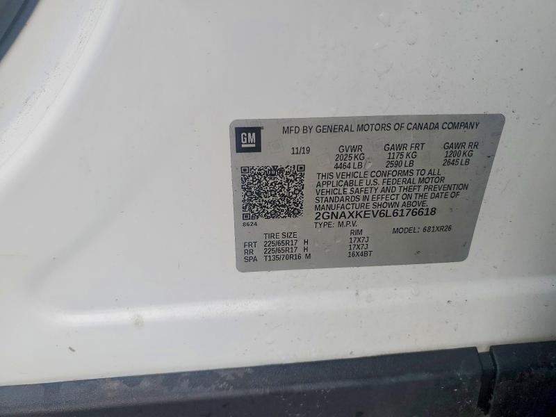 Auction sale of the 2020 Chevrolet Equinox, vin: 2GNAXKEV6L6176618, lot number: 79847855