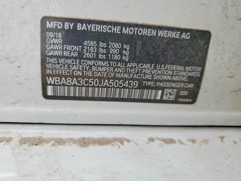 47343776 :رقم المزاد ، WBA8A3C50JA505439 vin ، 2018 Bmw 320 مزاد بيع