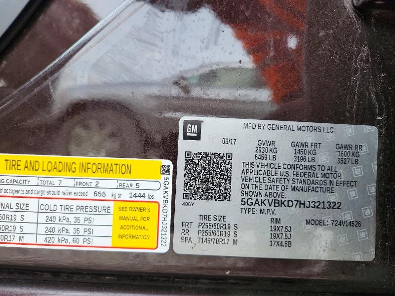 2017 Buick Enclave მანქანა იყიდება აუქციონზე, vin: 5GAKVBKD7HJ321322, აუქციონის ნომერი: 46879226