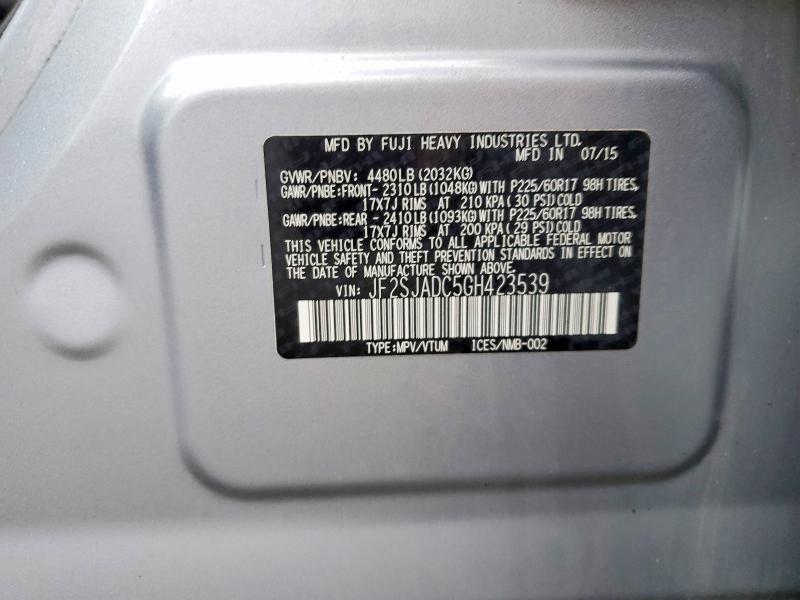 Продажа на аукционе авто 2016 Subaru Forester, vin: JF2SJADC5GH423539, номер лота: 46411356