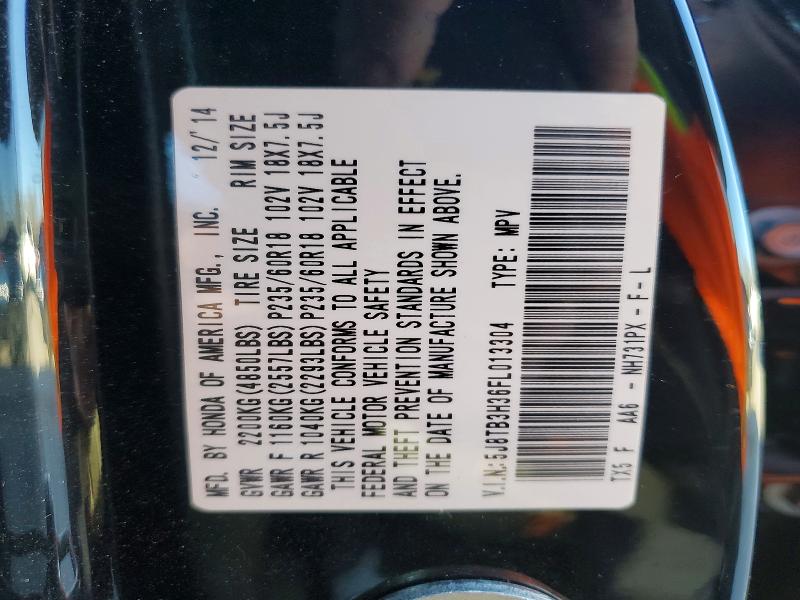 45756016 :رقم المزاد ، 5J8TB3H36FL013304 vin ، 2015 Acura Rdx مزاد بيع