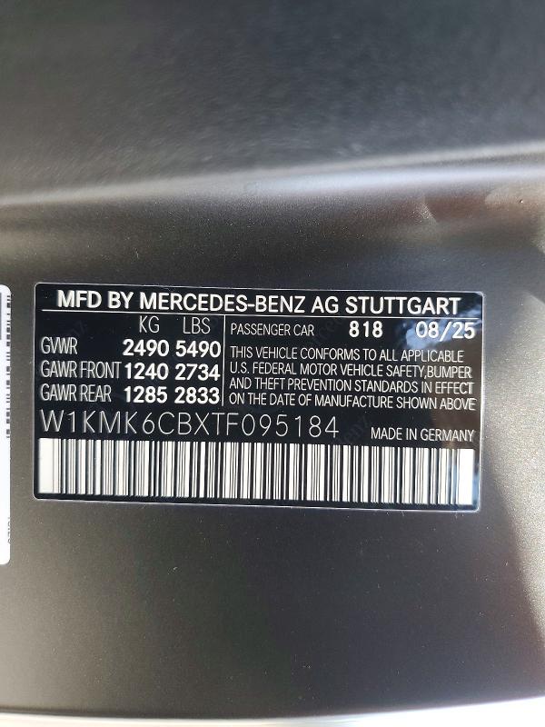 46182946 :رقم المزاد ، W1KMK6CBXTF095184 vin ، 2026 Mercedes-benz Cle مزاد بيع