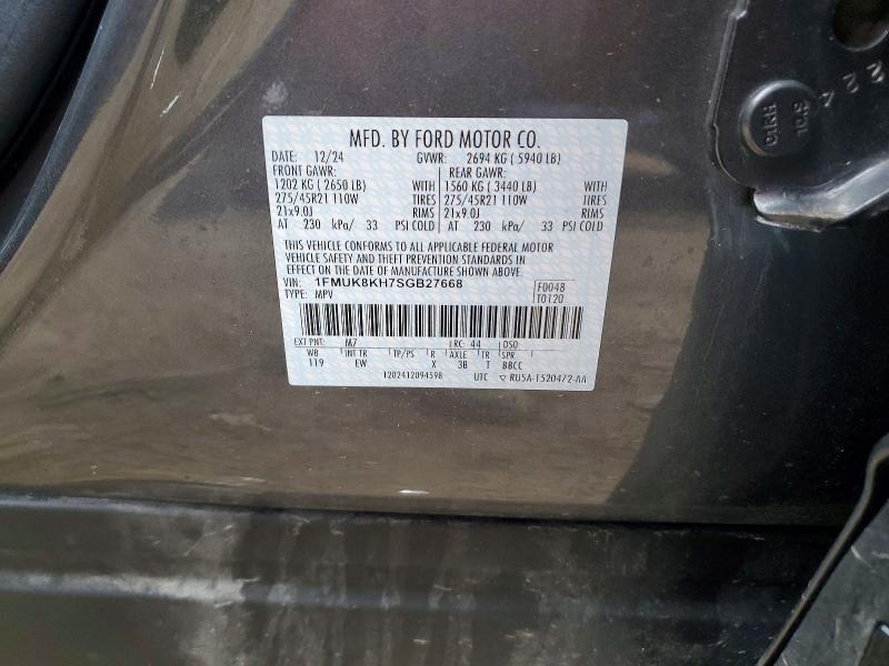 2025 Ford Explorer მანქანა იყიდება აუქციონზე, vin: 1FMUK8KH7SGB27668, აუქციონის ნომერი: 46556726