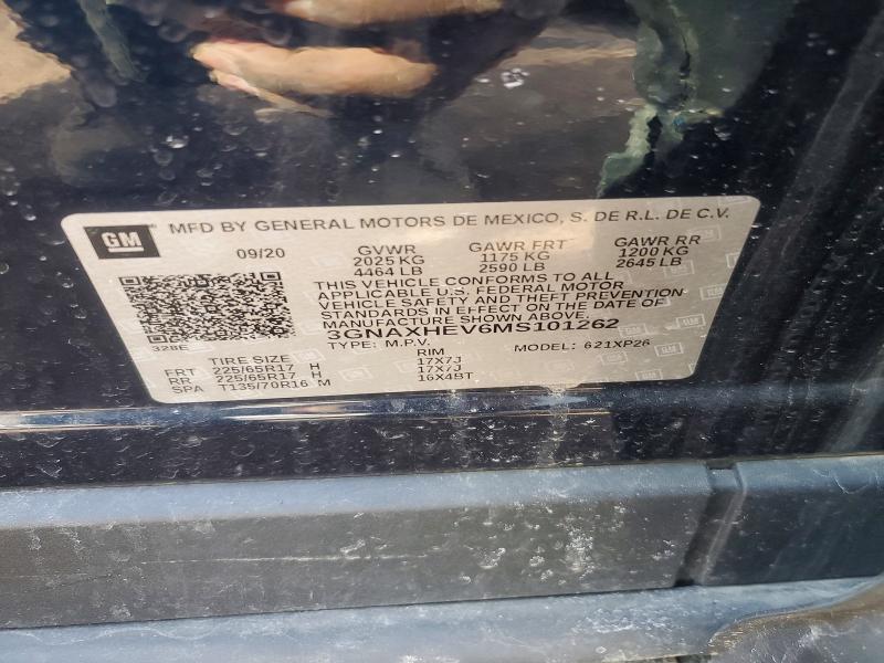 Продаж на аукціоні авто 2021 Chevrolet Equinox, vin: 3GNAXHEV6MS101262, номер лоту: 47807756