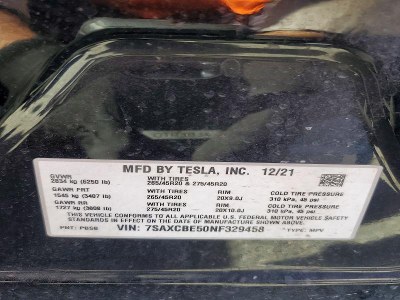 Aukcja sprzedaży 2022 Tesla Model X, vin: 7SAXCBE50NF329458, numer aukcji: 41664286