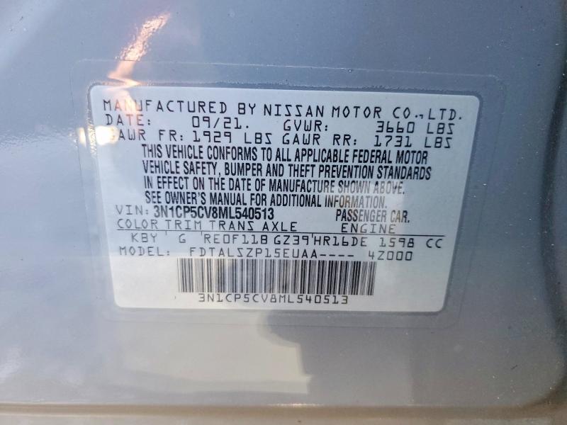 Aukcja sprzedaży 2021 Nissan Kicks, vin: 3N1CP5CV8ML540513, numer aukcji: 47162806