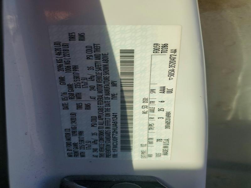45599726 :رقم المزاد ، 1FMCU0F72HUA61341 vin ، 2017 Ford Escape مزاد بيع