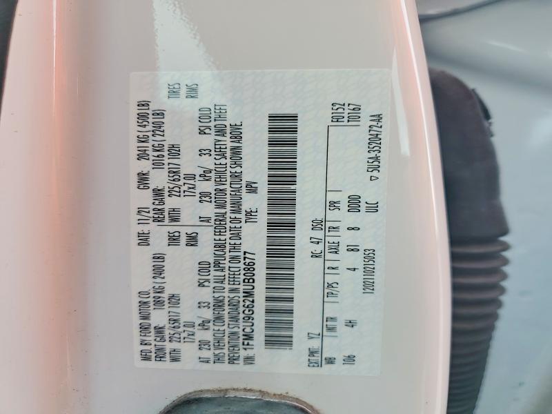 41643116 :رقم المزاد ، 1FMCU9G62MUB08677 vin ، 2021 Ford Escape مزاد بيع