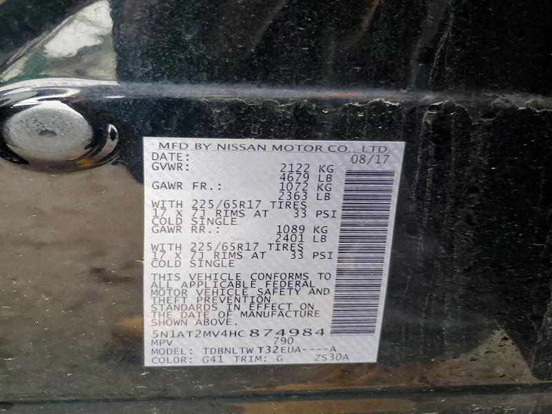 79956145 :رقم المزاد ، 5N1AT2MV4HC874984 vin ، 2017 Nissan Rogue مزاد بيع