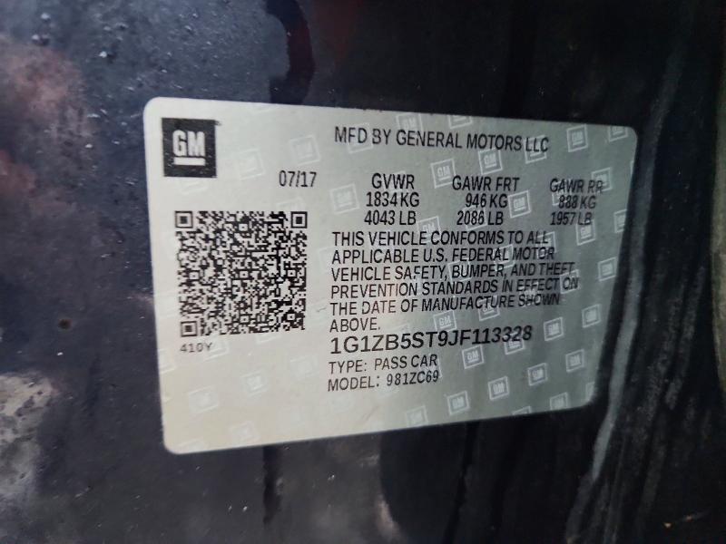 45497906 :رقم المزاد ، 1G1ZB5ST9JF113328 vin ، 2018 Chevrolet Malibu مزاد بيع