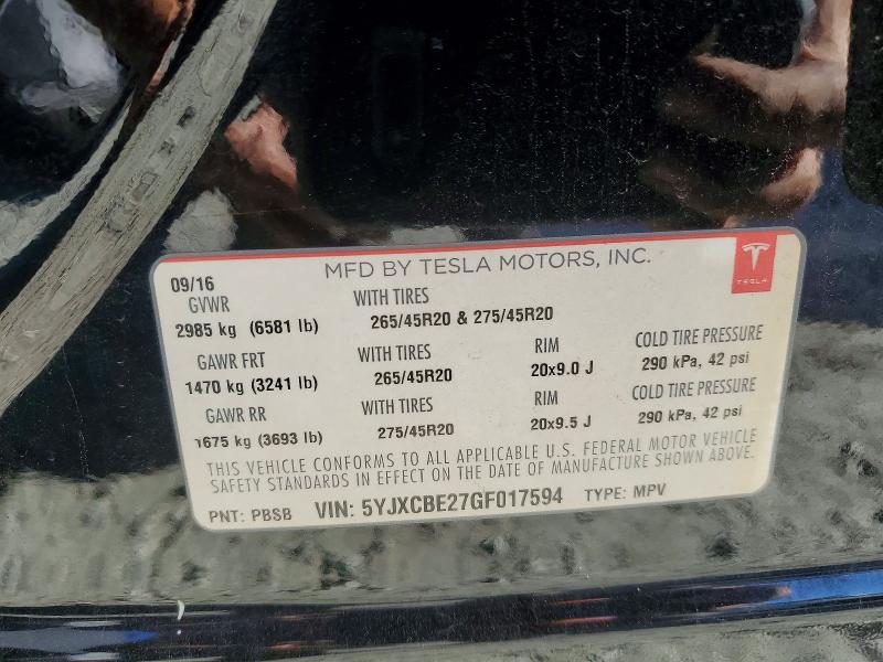 Продажа на аукционе авто 2016 Tesla Model X, vin: 5YJXCBE27GF017594, номер лота: 47564476
