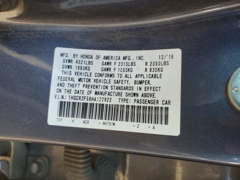 Продажа на аукционе авто 2017 Honda Accord, vin: 1HGCR2F56HA122922, номер лота: 45544006