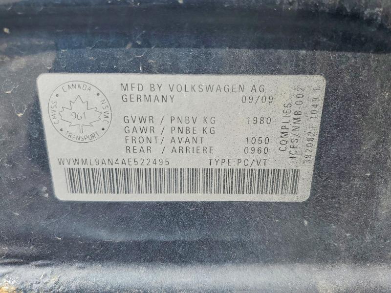 46266036 :رقم المزاد ، WVWML9AN4AE522495 vin ، 2010 Volkswagen Passat Cc مزاد بيع