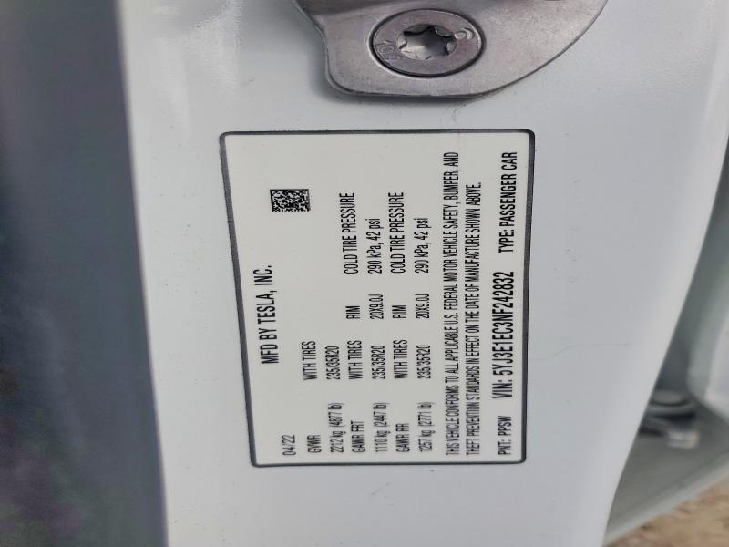 Aukcja sprzedaży 2022 Tesla Model 3, vin: 5YJ3E1EC3NF242832, numer aukcji: 77395515