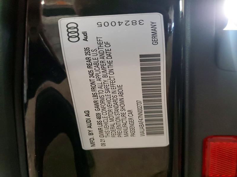 Продажа на аукционе авто 2022 Audi A4, vin: WAUABAF47NN002737, номер лота: 46298946
