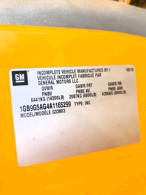 2010 Chevrolet Express Cutaway მანქანა იყიდება აუქციონზე, vin: 1GB9G5AG4A1165299, აუქციონის ნომერი: 75947695