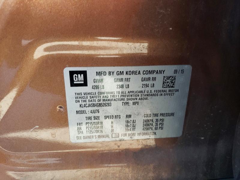 Продажа на аукционе авто 2016 Buick Encore, vin: KL4CJASB4GB526283, номер лота: 45624496
