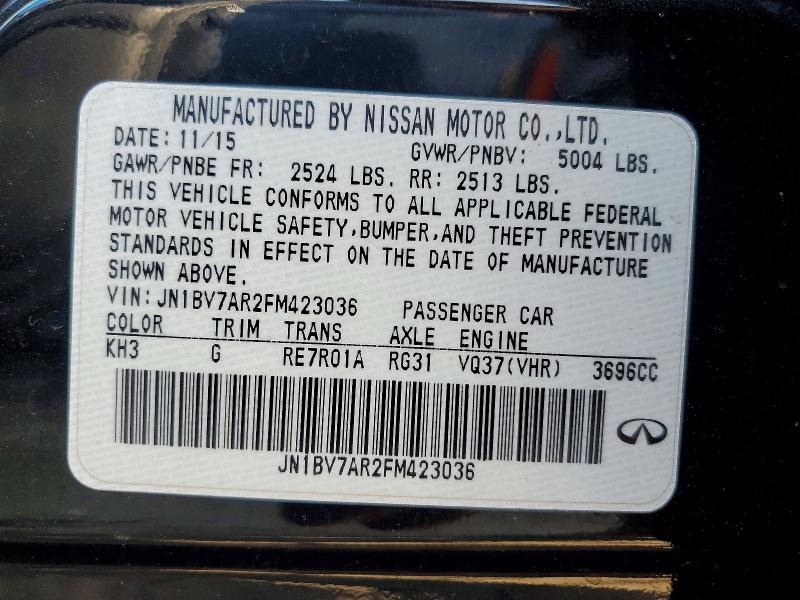Aukcja sprzedaży 2015 Infiniti Q50, vin: JN1BV7AR2FM423036, numer aukcji: 78888095