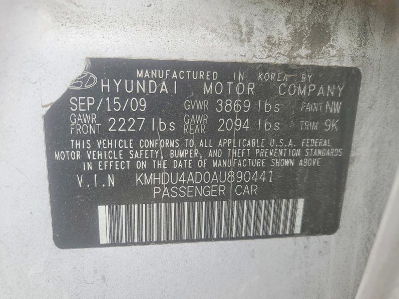 Продаж на аукціоні авто 2010 Hyundai Elantra, vin: KMHDU4AD0AU890441, номер лоту: 46023476