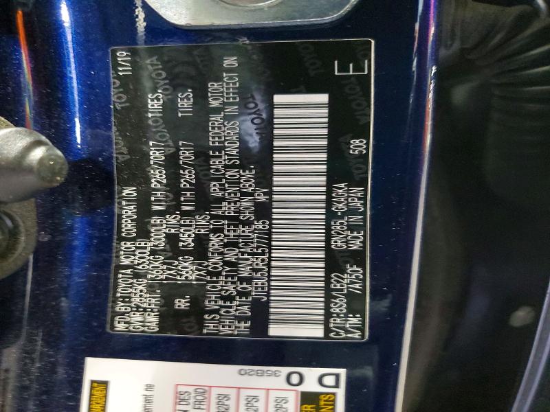 2020 Toyota 4runner მანქანა იყიდება აუქციონზე, vin: JTEBU5JR5L5777185, აუქციონის ნომერი: 79638965