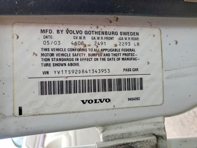 41947556 :رقم المزاد ، YV1TS92D841343953 vin ، 2004 Volvo S80 مزاد بيع