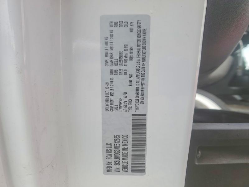 Auction sale of the 2021 Ram Promaster 2500, vin: 3C6LRVDG3ME512685, lot number: 50735696