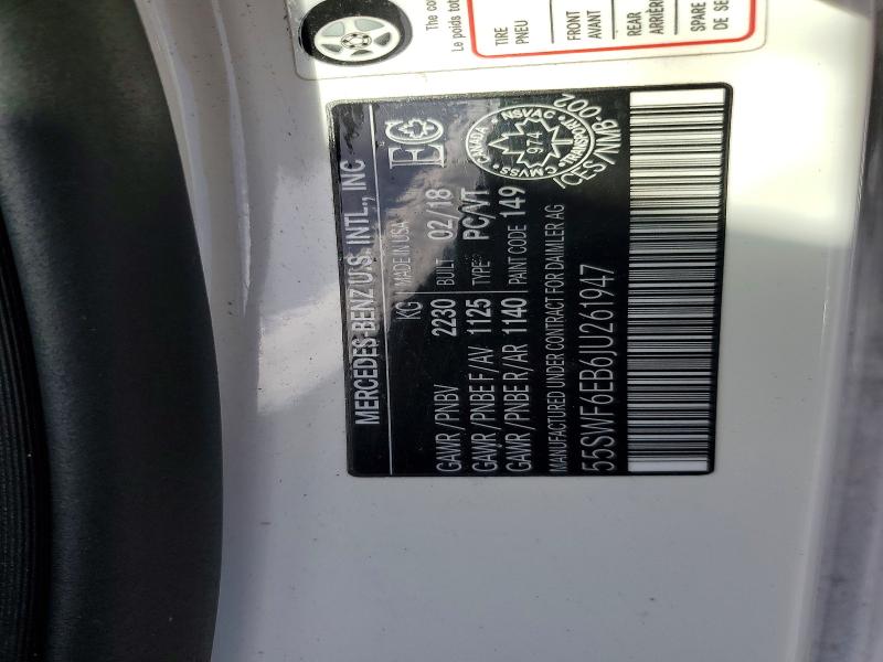 Продажа на аукционе авто 2018 Mercedes-benz C, vin: 55SWF6EB6JU261947, номер лота: 47860846