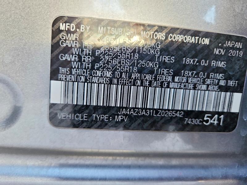 Продаж на аукціоні авто 2020 Mitsubishi Outlander, vin: JA4AZ3A31LZ026542, номер лоту: 47653486