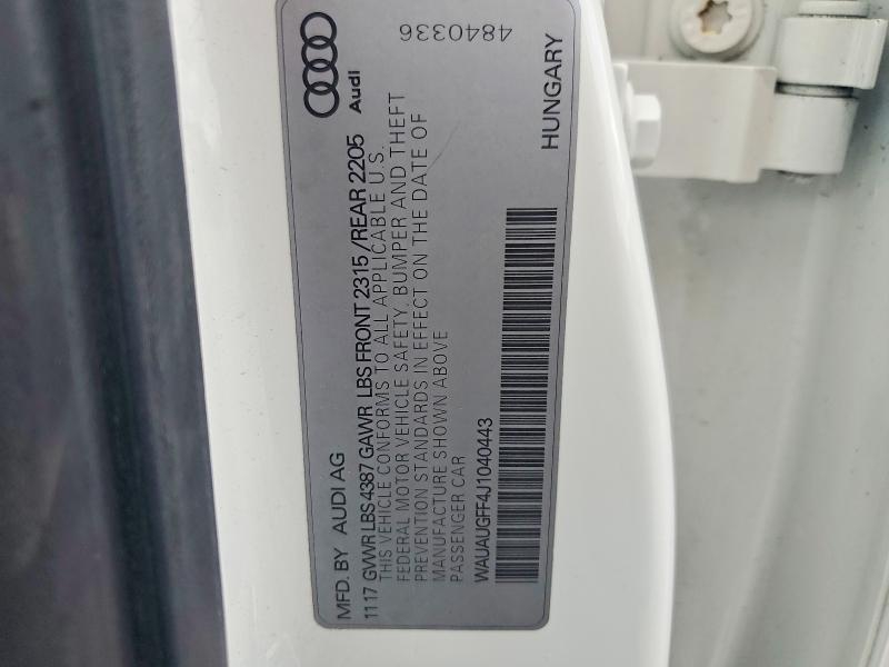 Aukcja sprzedaży 2018 Audi A3, vin: WAUAUGFF4J1040443, numer aukcji: 45451346
