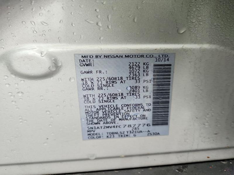 Aukcja sprzedaży 2015 Nissan Rogue, vin: 5N1AT2MV4FC787776, numer aukcji: 45814006