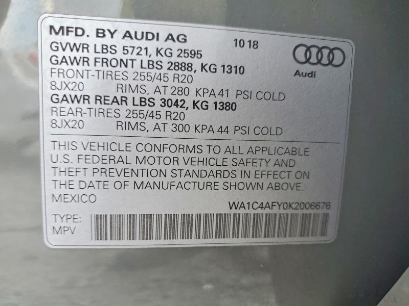 Продажа на аукционе авто 2019 Audi Sq5, vin: WA1C4AFY0K2006676, номер лота: 47276366